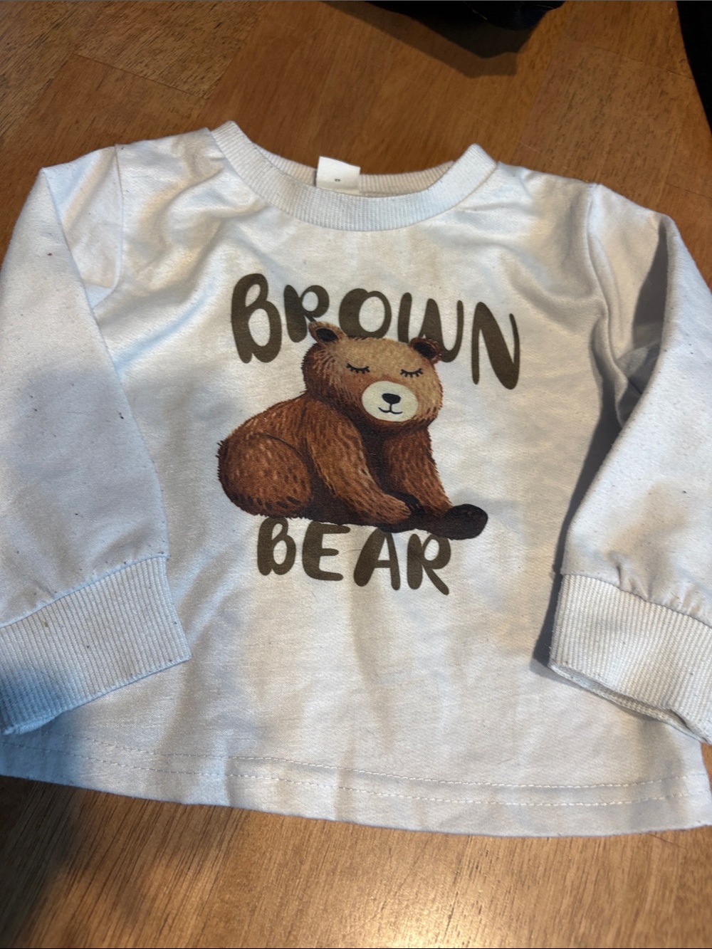 SHEIN White Long Sleeve 'Brown Bear' Graphic Tee